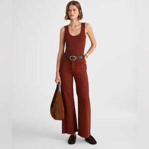 Madewell wide leg flare crop 30 rust henna red color